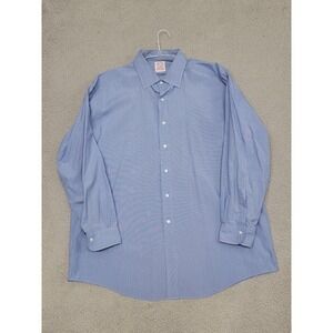 VTG Brooks Brothers Shirt Mens 17.5 34 Blue Pinstripe Button Front Dress Cotton